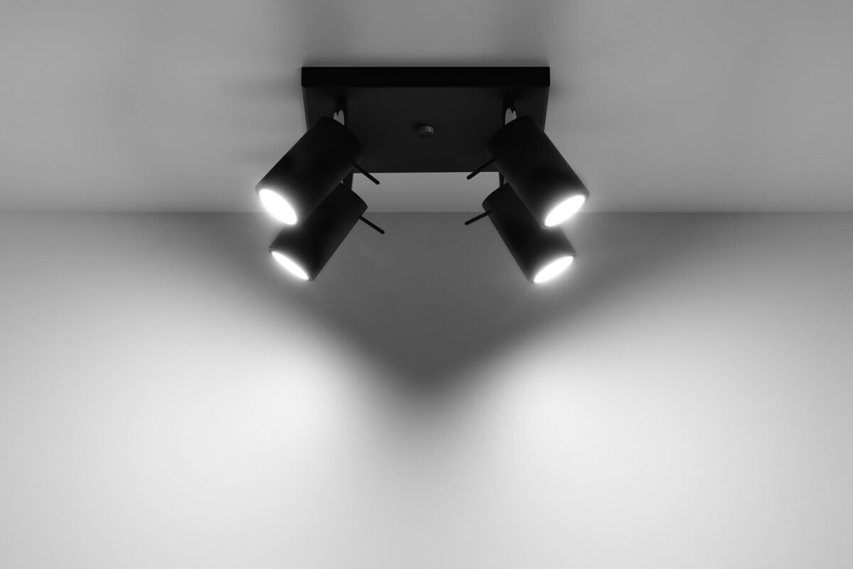 Griestu lampa Plafond RING 4 melna, Spuldze: GU10, 4x40W, 50Hz, 220V, IP20