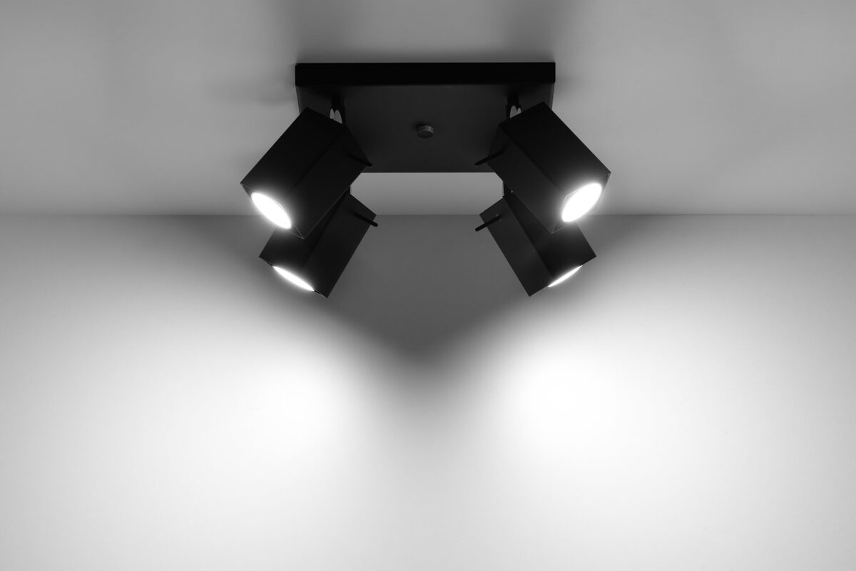Griestu lampa Plafond MERIDA 4 melna, Spuldze: GU10, 4x40W, 50Hz, 220V, IP20
