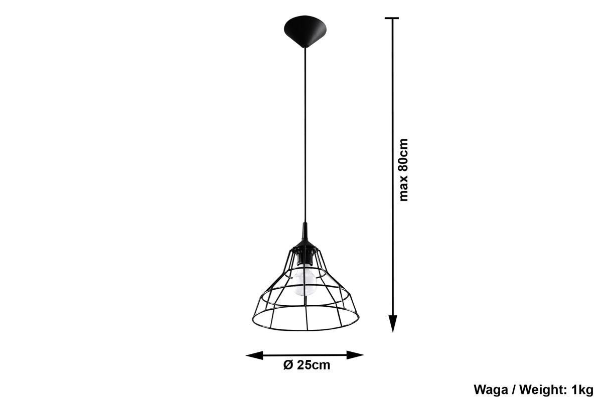 Piekarama lampa ANATA melna, Spuldze: E27, 1 x max. 60W, 50 Hz, 220V, IP20.
