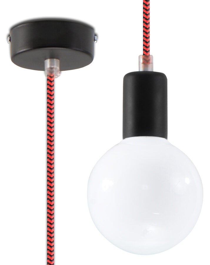 Piekarama lampa EDISON melna/sarkana, Spuldze: E27, 1 x max. 60W, 50 Hz, 220V, IP20.