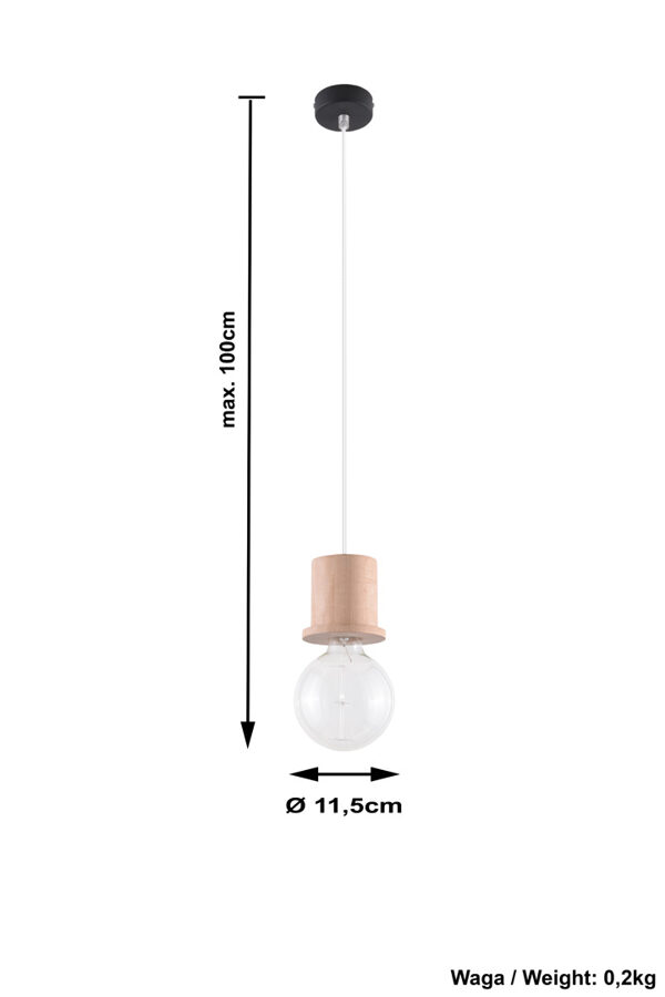 Piekarama lampa MILO, Spuldze: E27, 1x60W, 50Hz, 220V, IP20