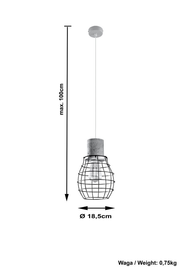 Piekarama lampa LUGO, Spuldze: E27, 1x60W, 50Hz, 220V, IP20