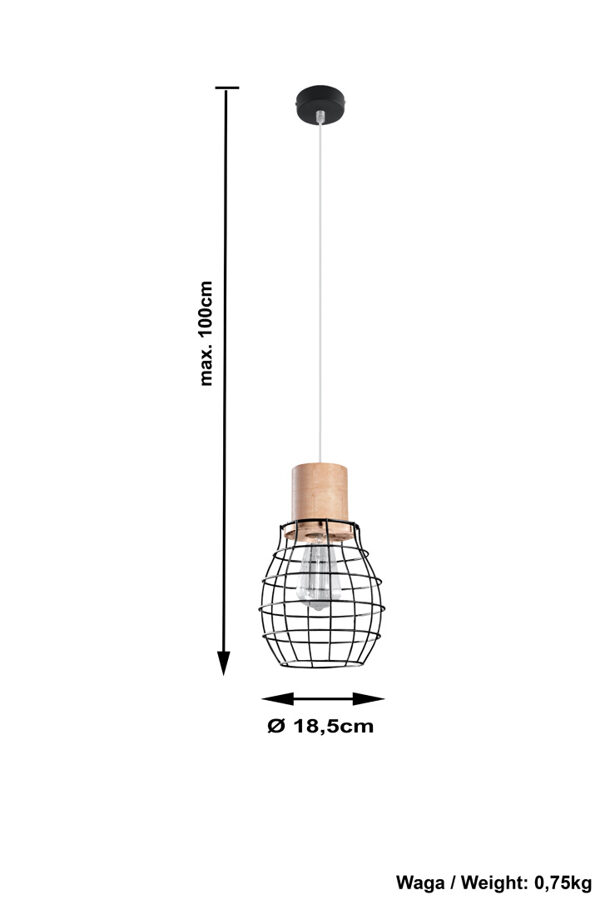 Piekarama lampa RIDA, Spuldze: E27, 1x60W, 50Hz, 220V, IP20