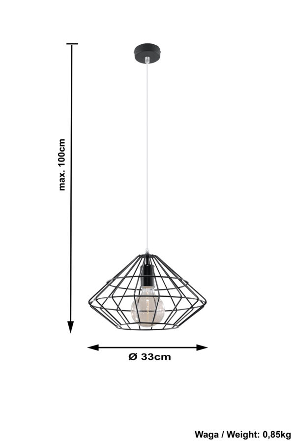 Piekarama lampa UMBERTO melna, Spuldze: E27, 1x60W, 50Hz, 220V, IP20
