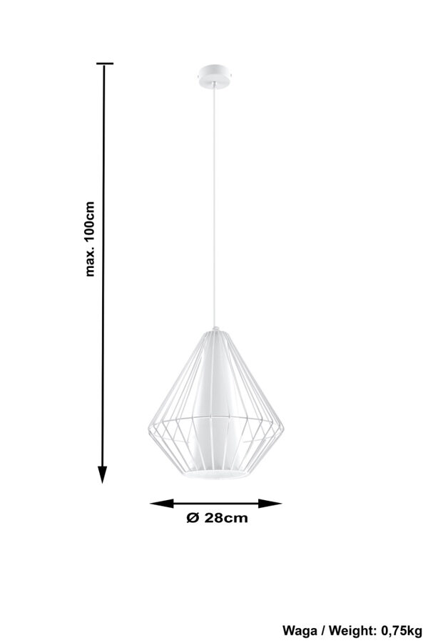 Piekarama lampa DEMI balta, Spuldze: E27, 1x60W, 50Hz, 220V, IP20