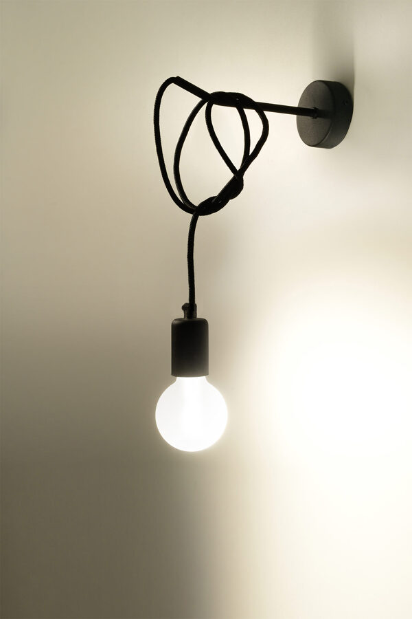 Sienas lampa EDISON melna, Spuldze: E27, 1 x max. 60W, 50 Hz, 220V, IP20.