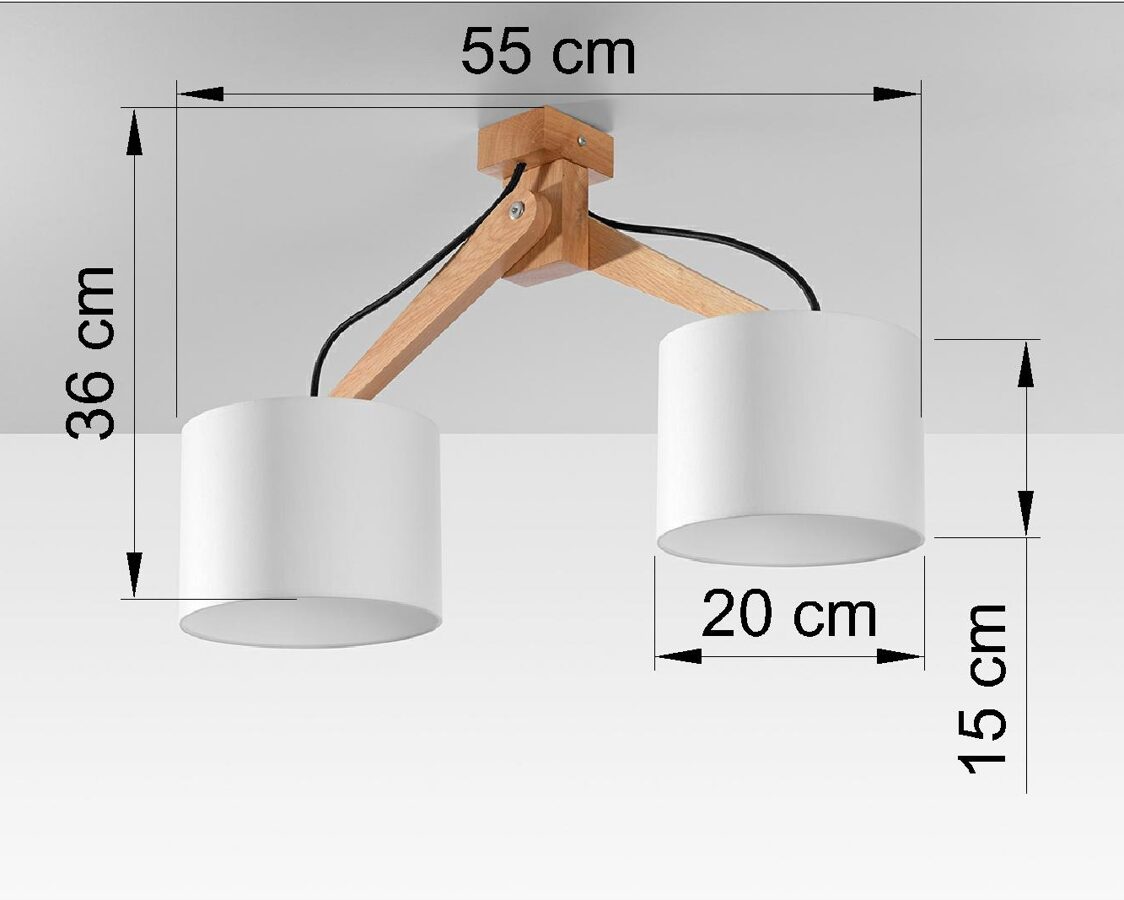 Griestu lampa Plafond LEGNO 2, Spuldze: 2xE27, 60W, 50 Hz, 220V,