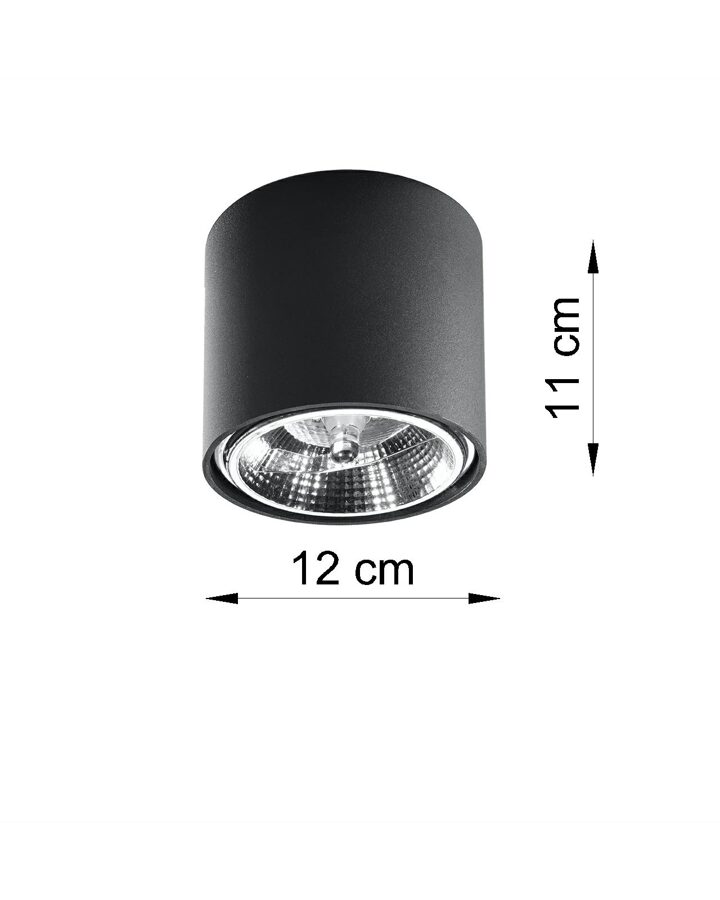 Griestu lampa Plafond TIUBE melna, Spuldze: GU10, 1x40W, 50Hz, 220V, IP20