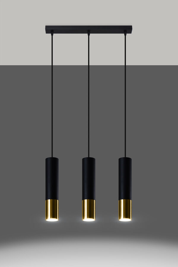Piekarama lampa LOOPEZ 3L melna/zelta, Spuldze: GU10, 3x40W, 50Hz, 220V, IP20.